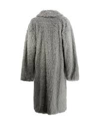 Stand Studio Long Faux Fur Coat In Grey