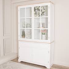 Large White Display Cabinet With Glazed
