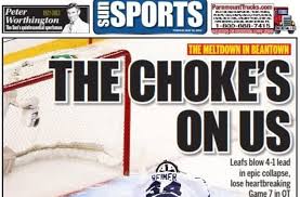 Toronto maple leafs general manager kyle dubas is slamming the toronto sun for running a graphic image of an injured player on its cover, calling their choice disgusting and extraordinarily. Toronto Sun Sports Cover The Chokes On Us Photo