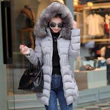 Winter Ladies Puffer Jacket Fur Hooded