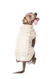 natural cable wool dog sweater