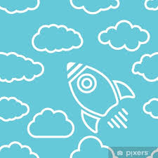 Wall Mural White Rocket Icon With