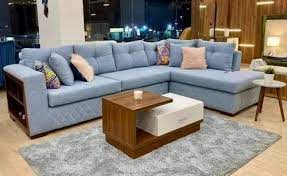 wooden modern l shape sofa set with