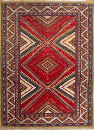 kiaan red and orange hand knotted wool