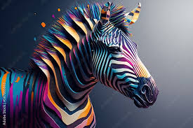 Colorful Zebra With A Black Background