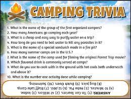 1.camp on the beach or in the mountains? Camping Trivia Jamestown Gazette