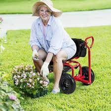 Cushioned Rolling Garden Cart Scooter