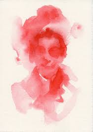 one color portraits red painting by
