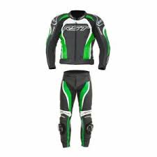Details About Rst Tractech Evo 2 Motorcycle 2 Pc Leathers Jacket Trousers Green Black