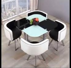 Find durable tables and chair sets for your events. Almost New Black White Square Table 4 Chairs Set Furniture Tables Chairs On Carousell