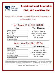 Bls recertification bls cards are valid for two years from the date on your certificate. American Heart Association Cpr Aed Class South Peninsula Hospital