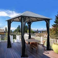 The 10′ model is perfect for warming up a winter day with the flavors of the summer grill session. Buy Asteroutdoor 8x8 Outdoor Insulated Hardtop Gazebo For Patios Aluminum Composite Panel Roof For Shade And Rain Metal Frame With Mosquito Netting For Lawn Backyard And Deck 8 X 8 Charcoal Gray