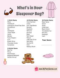 your sleepover bag slumber party game