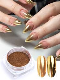 2bo chrome mirror gold nail art