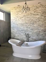 Stacked Stone Wall Free Standing Tub