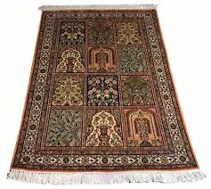 hand knotted kashmir silk carpet size