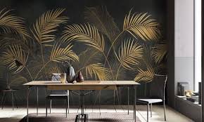 Golden Palm Leaves Wall Mural Wallpaper