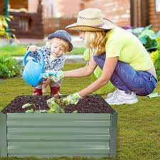 Square Green Galvanized Anti Rust Coating Raised Garden Bed For Outdoor