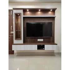 Brown Wall Mounted Wooden Tv Cabinet In