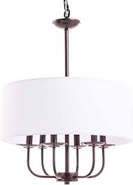 Co Z Traditional Drum Chandelier Lighting Bronze 18 Modern Farmhouse Pendant Light With White Fabric Shade 6 Light Ceiling Light Fixture For Kitchen Island Dining Table Bedroom Entry Bar Hallway Amazon Com