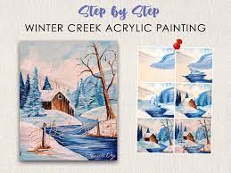 Winter Creek Acrylic Painting With