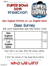 Super Bowl 2019 Prediction Class Survey With Tally Chart