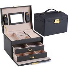 layer leather jewelry organizer box