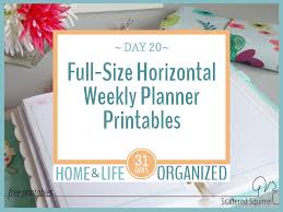 Brand New Full Size Horizontal Weekly Planner Printables