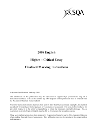 Sqa intermediate   english critical essay marking instructions     