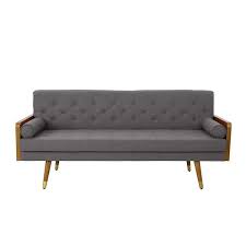 Square Arm 3 Seater Sofa In Dark Grey