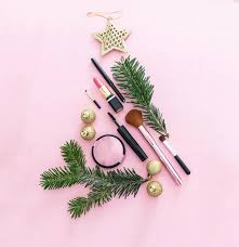 makeup cosmetic christmas tree against
