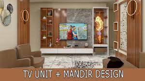 tv unit with mandir design