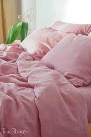 Rose Pink Linen Bedding Set 1 Duvet