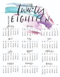 2018 Calendar Write On Design