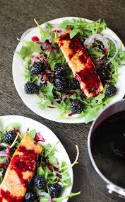 salmon with blackberry gastrique sauce