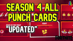 These can be a great and efficient way to increase your battle pass level. How To Get All 64 Punch Cards In Fortnite Season 4 All List Of Punch Card Challenges Youtube