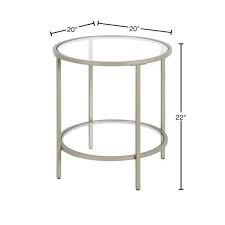 In Satin Nickel Round Glass Side Table