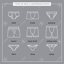 All Types Of Men's Underwear Pants.Thong, Bikini, Briefs, Boxer, Trunks,  Jockstrap, Thong, Strings. Royalty Free SVG, Cliparts, Vectors, and Stock  Illustration. Image 122471885.