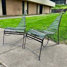 Pair Of 3 Legged Swooping Garden Chairs