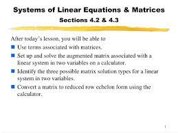 Linear Equations Matrices Sections
