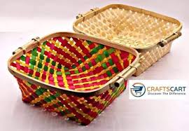 CraftsCart - Product Name: Tripura Bamboo Puja Baskets. Store fruits or  flowers in this elegantly crafted and coloured basket. Replace those  plastic baskets for an overall green experience. It can be used