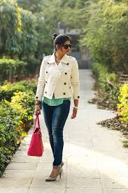 White Crop Pea Coat And Spring Colors