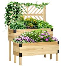 Outsunny 2 Tier Raised Garden Bed With