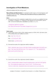 A skin cell on a cat contains a positive mutation in its dna. Mutations Worksheet Answer Key Part 1
