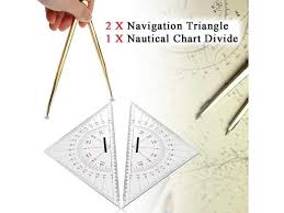 2pcs 300mm Navigation Triangular Protractor 1pc 168mm Nautical Chart Divider Measurement Tools Suitable For Marine Navigation