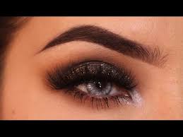 brown smokey eye with glitter tutorial