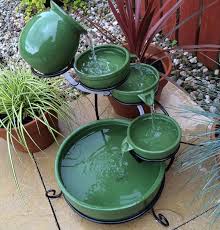 H55cm Green Solar Ceramic Water Feature