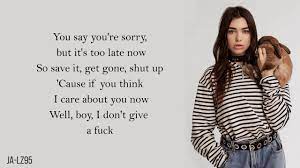 Dua lipa trademark and other trademarks are property of their respective owners. Idgaf Dua Lipa Lyrics Youtube
