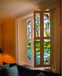 Stained Glass Panels Wooden Shutters