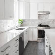 Of course, depending on what shade of grey you choose, your kitchen could be closer to one end or the Gray Floor White Cabinet Ideas Houzz